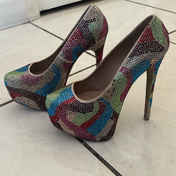 Steve Madden | Dyvinal Multicolor Rhinestone Platform Pumps Women’s Size 8 - Picture 3 of 7